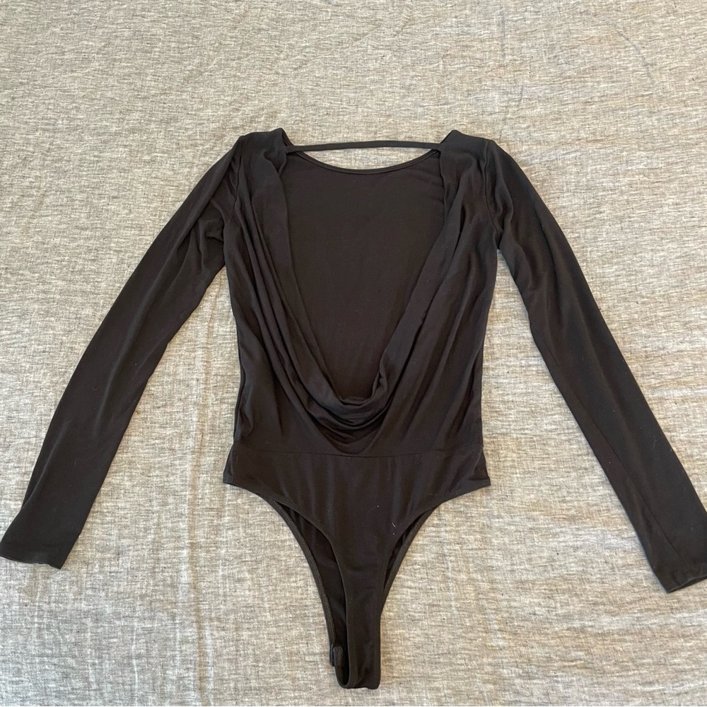 Lulu's Black Backless Long Sleeve Bodysuit XS NWOT - Picture 2 of 16